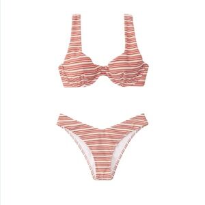 Abercrombie Red and White Striped Bikini
